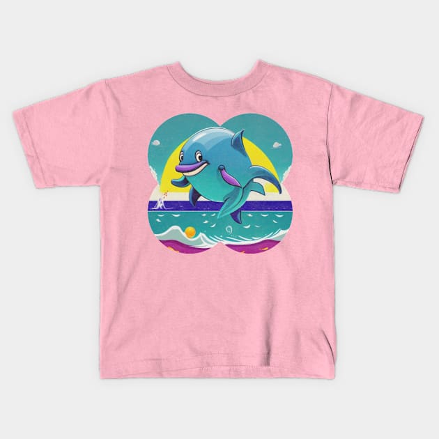 Happy jumping dolphin Kids T-Shirt by ShopColDigital